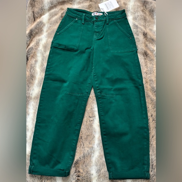 Risen Los Angeles Denim - NWT Risen Look At Me High Rise Green Jeans Ankle Cuffed Barrel Size 3